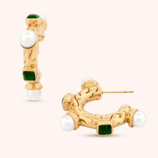 Emerald Haven Hoops | 14K Gold Plated