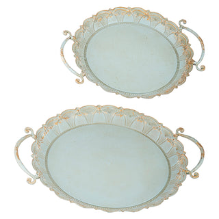 Blue Distressed Handled Trays