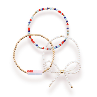 Red, White and Blue Luster Sprinkle Bracelet: Standard 6.75 inch