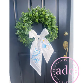It's A Boy Embroidered Wreath Sash