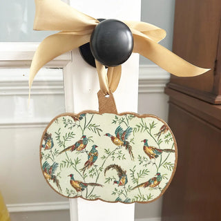 Handmade Pumpkin Door Hanger - Flying Pheasants