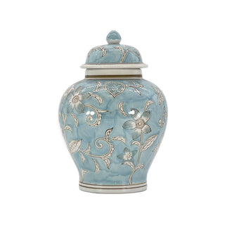 Floral Chinoiserie Ceramic Ginger Jar 12"