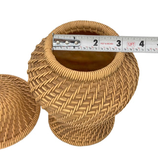 8" Faux Wicker Polyresin Ginger Jar