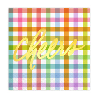 Gingham Cheers Foil Beverage Napkin