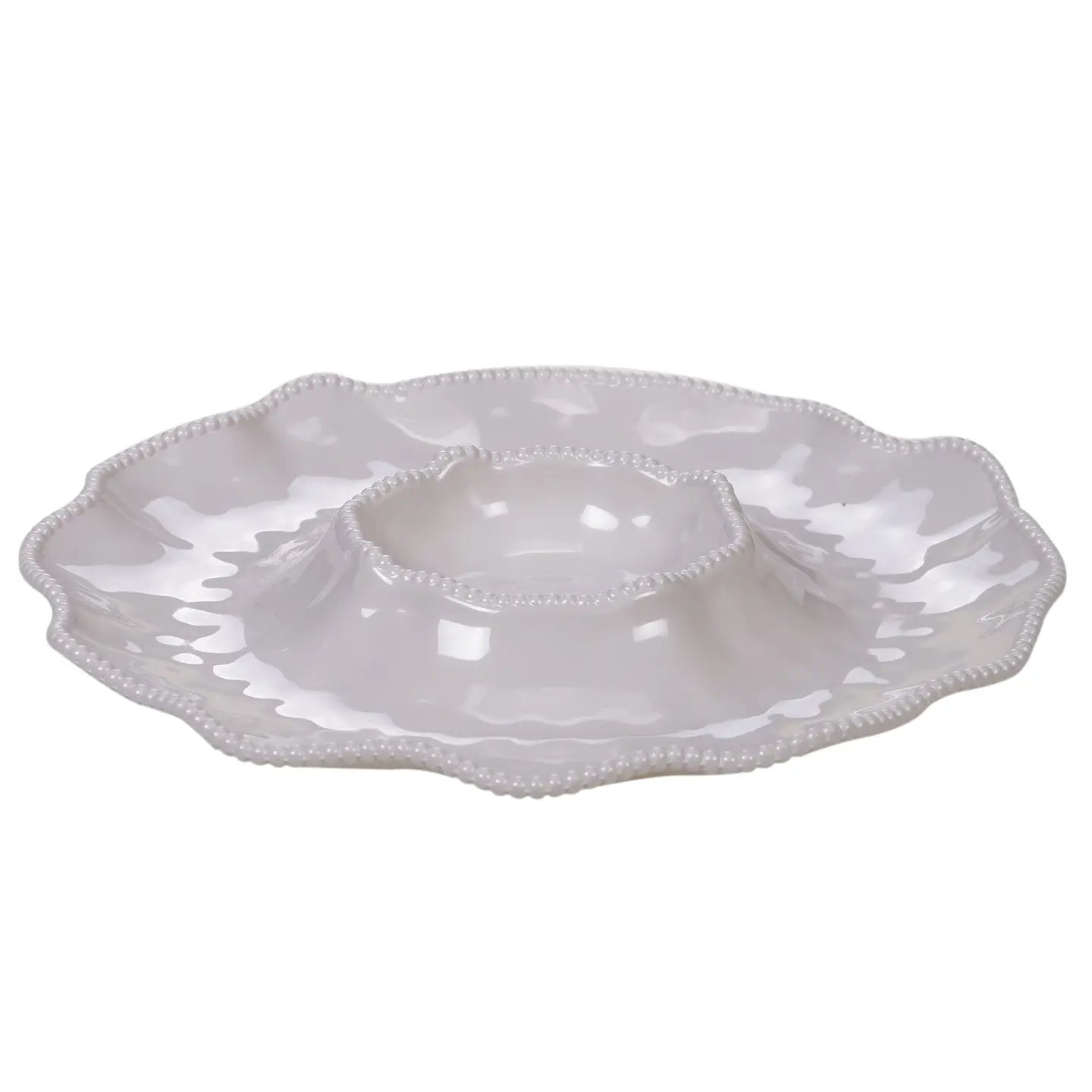 Perlette Cream Melamine Chip & Dip Server - Thumbnail 4