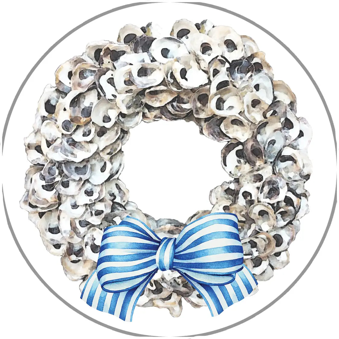 Round Oyster Wreath Paper Coasters