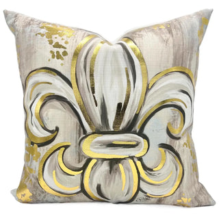Neutral Fleur De Lis Pillow