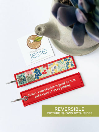 Jesus I Surrender Prayer Woven Keychain