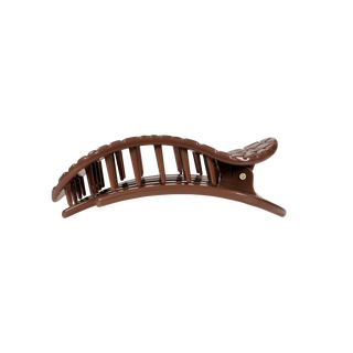 Brown Crocodile Medium Flat Round Hair Clip