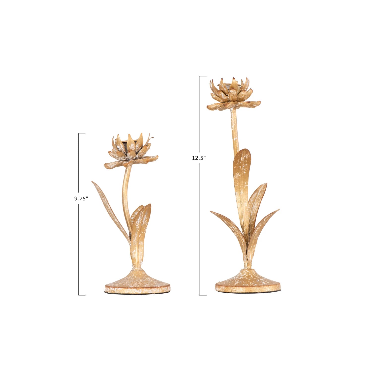 Metal Flower Taper Holders, Set of 2 - Thumbnail 3