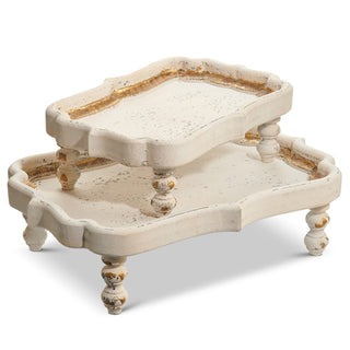 Distressed White Footed Tray Set