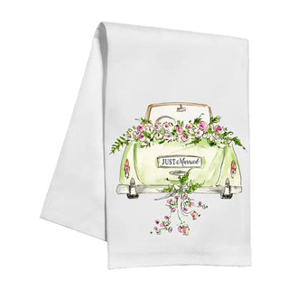 Handpainted Just Married Getaway Car Kitchen Towel