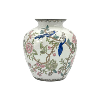 Multicolor Parrot Ceramic Chinoiserie Vase 10"
