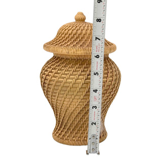 8" Faux Wicker Polyresin Ginger Jar