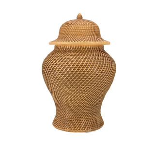 12" Faux Wicker Polyresin Ginger Jar