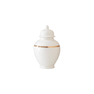 White Color Block Ginger Jar with Gold Accent: Medium