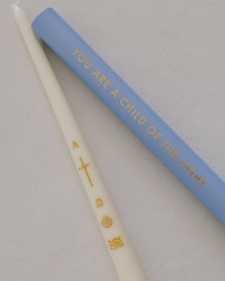 Gold Alpha & Omega Baptism Candle