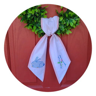 Two Color Linen Sash: Pink and white / 54 inch