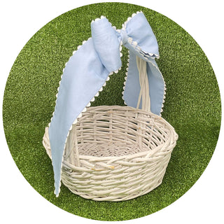 Custom Color Cotton Pique Bow with Trim: Blue