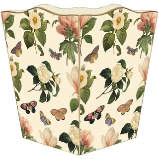 Floral on Ivory Wastepaper Basket