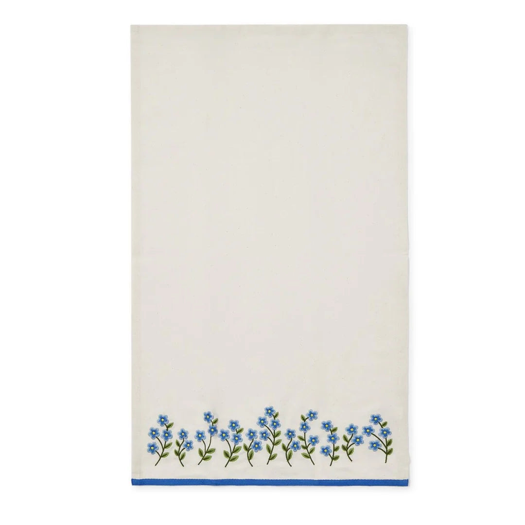 Forget-Me-Not Embroidered Dish Towel