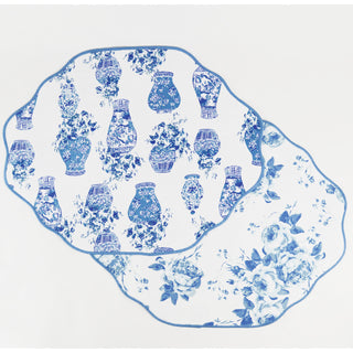Ginger Jar Rose Scalloped Reversible Placemat 4 Piece Set