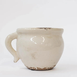 Glazed Ceramic Flower Pot with Handle