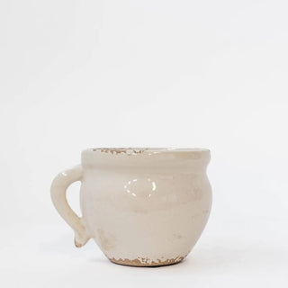 Glazed Ceramic Flower Pot with Handle