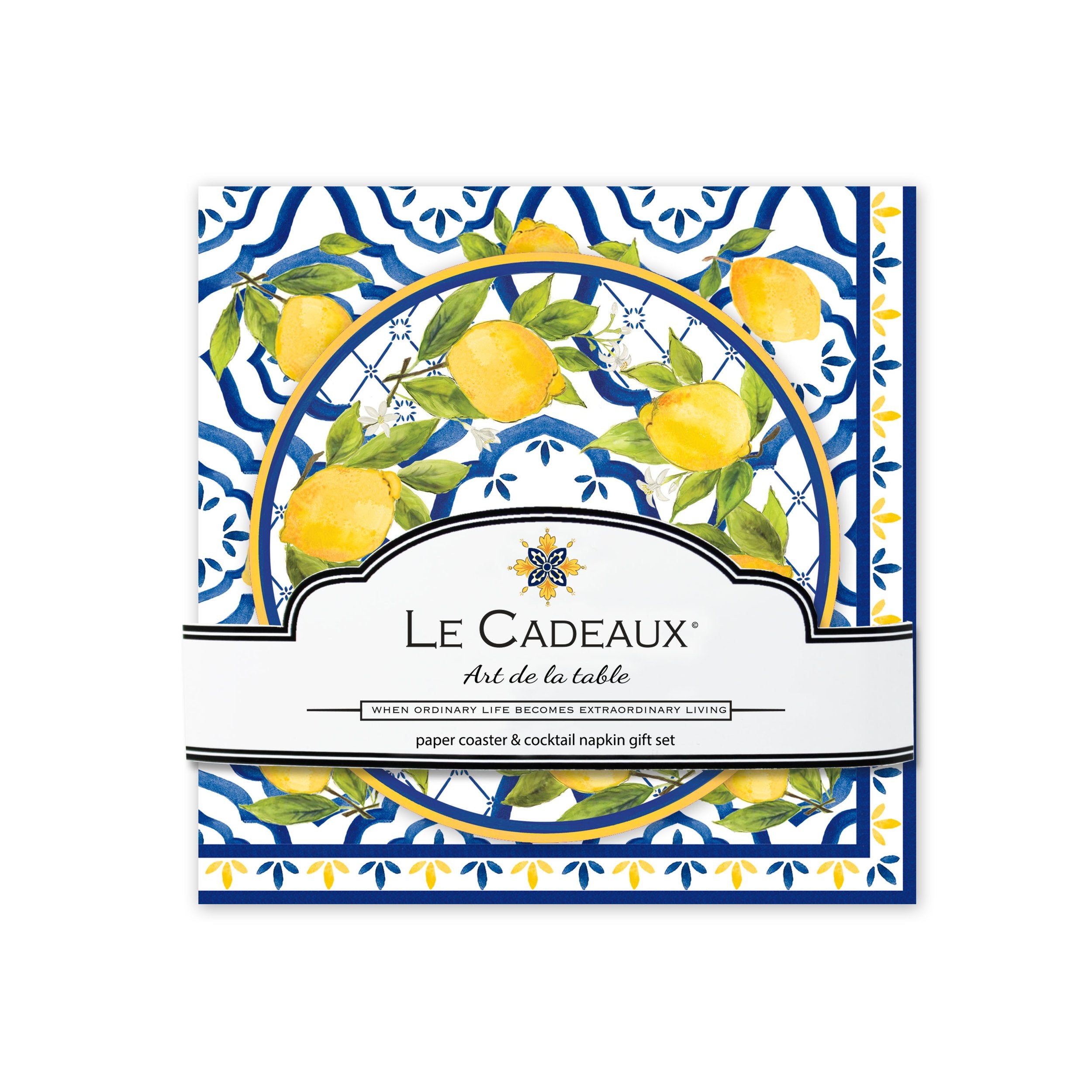 Palermo Cocktail Napkins & Double-Sided Coasters Gift Set