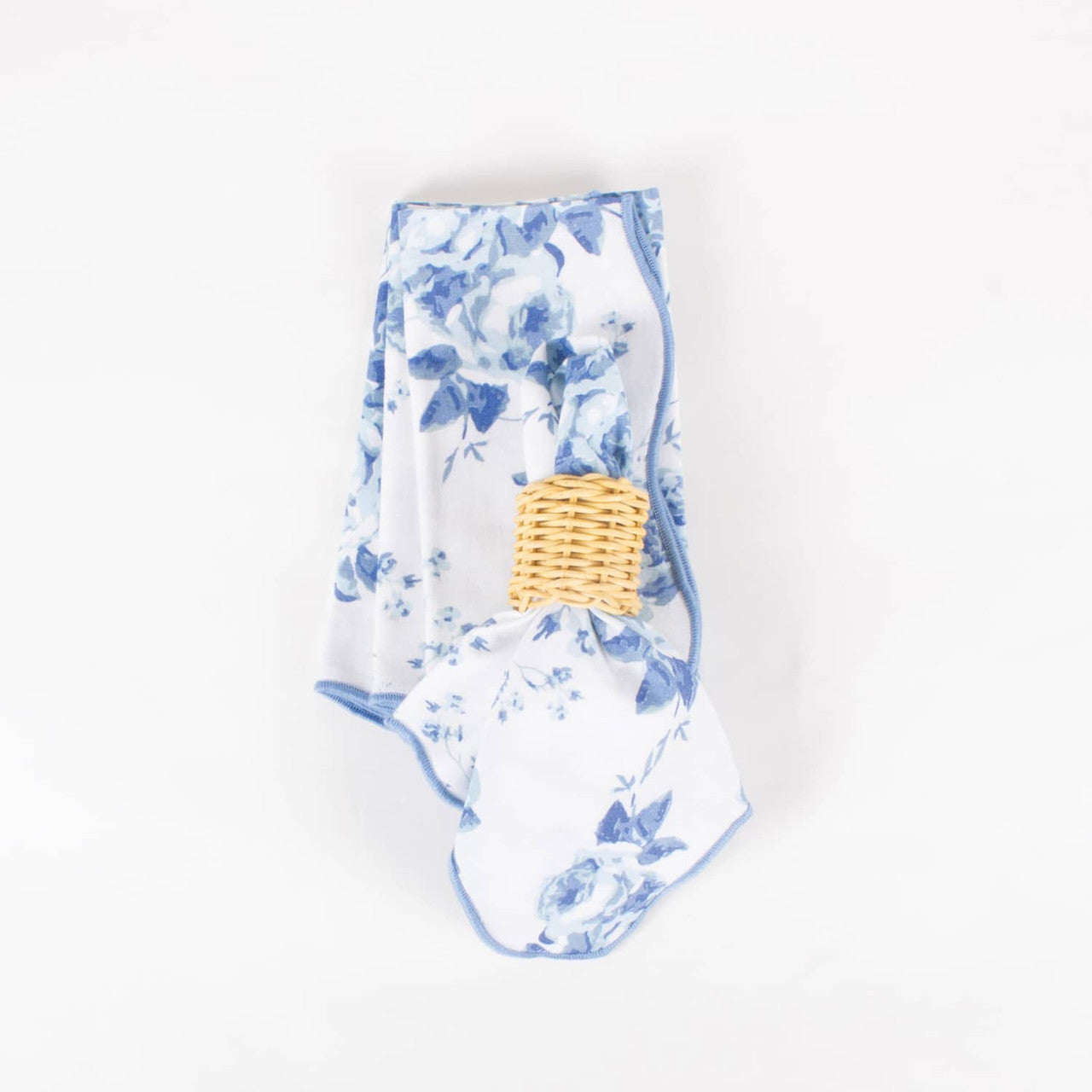 Blue Rose Scalloped Dinner Napkin Set