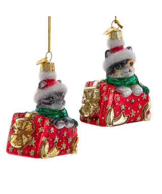 Noble Gems™ Glass Kitten in Present Ornaments