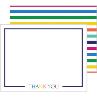 Colorful Stripe “Thankyou” Flat Notecards