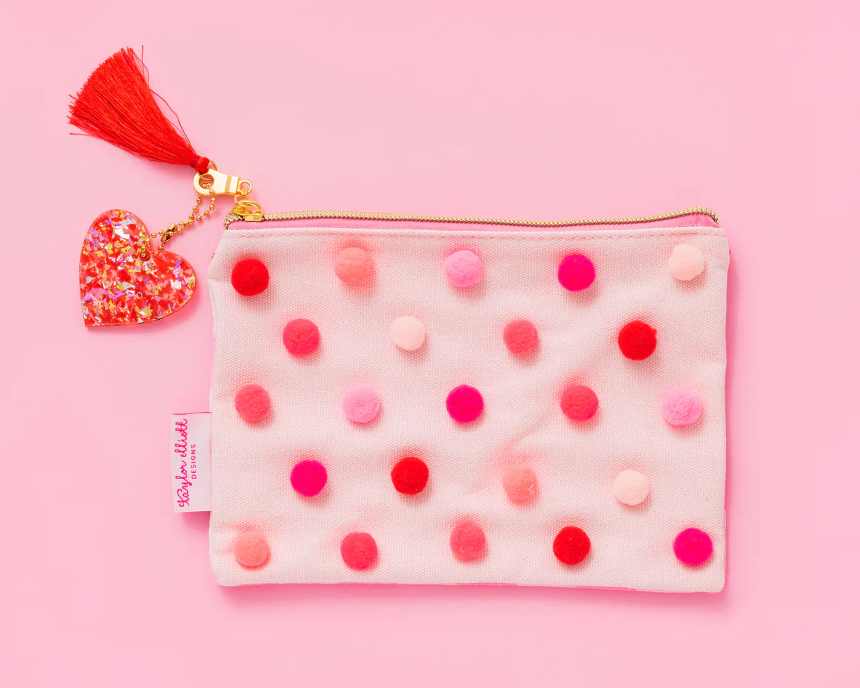 Red/Pink Pom Pom Pouch