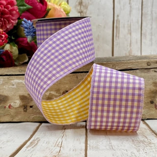 Poplin Ginigham Lavender/Golden Yellow Ribbon