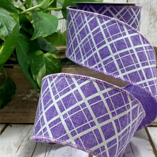 Linen Iridescent Glitter Lattice Lavender Ribbon