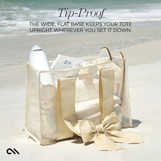 Bow Ecru Raffia Beach Tote with Phone Pouch