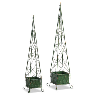 60.5" DISTRESSED SQUARE GARDEN OBELISK