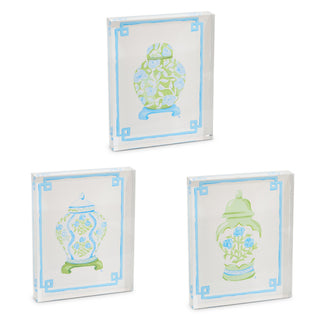 8" FLORAL GINGER JAR ACRYLIC BLOCK