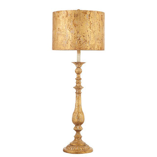 38" DISTRESSED GOLD LAMP WITH METAL SHADE