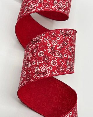 Red 70's Paisley Ribbon