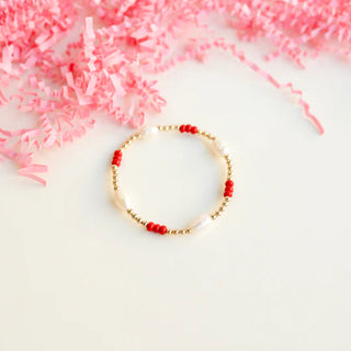 Crimson Red School Spirit Pearl Poppi Bracelet