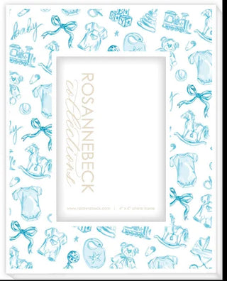4x6 Hand Painted Baby Toile Frame- Blue
