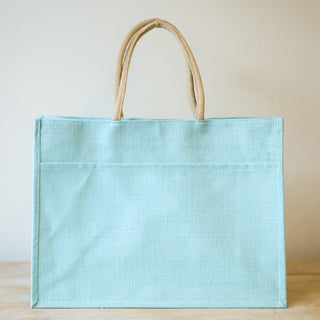 Jute Pocket Tote in Sky
