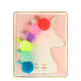 Pompom Unicorn Hair Clips (x6)