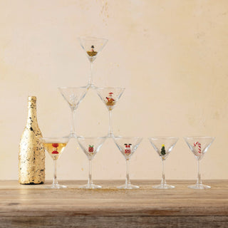 Martini Glass with Hand-Blown Christmas Figure