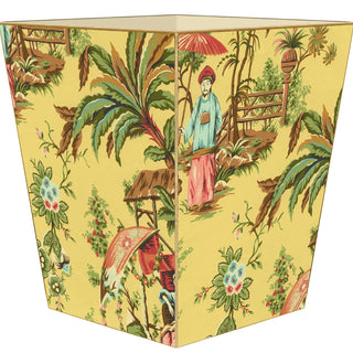 Yellow Chinoiserie Wastepaper Basket